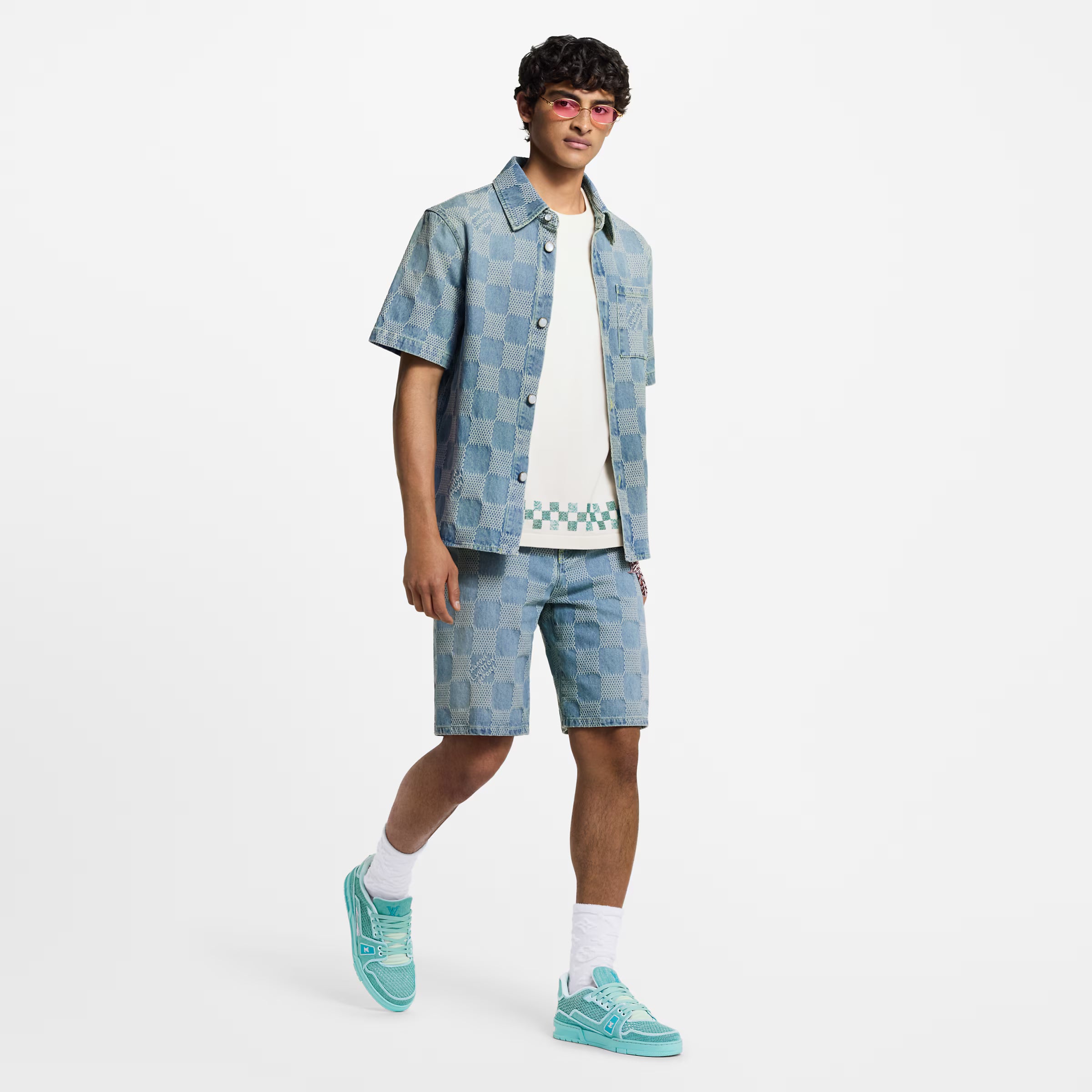 LV Trainer Sneaker Raffia Turquoise