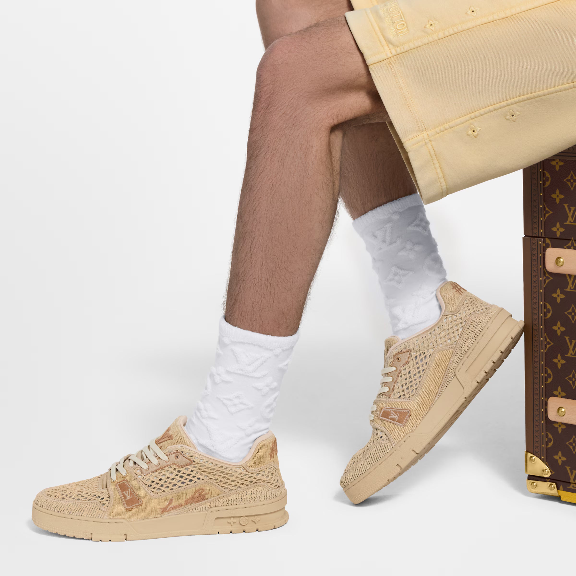 LV Trainer Sneaker Raffia Beige