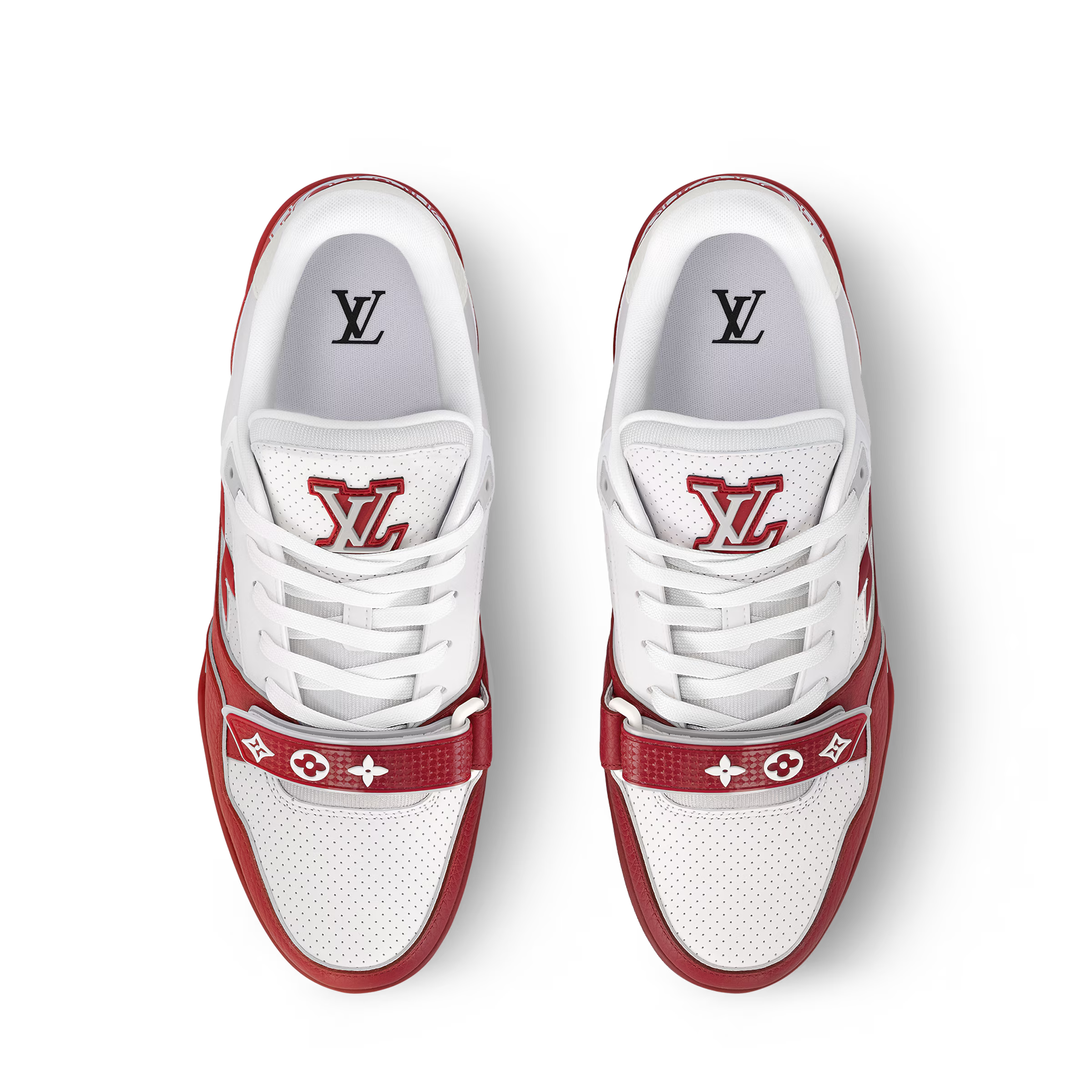 LV Trainer Sneaker Leather Velcro Stap Red