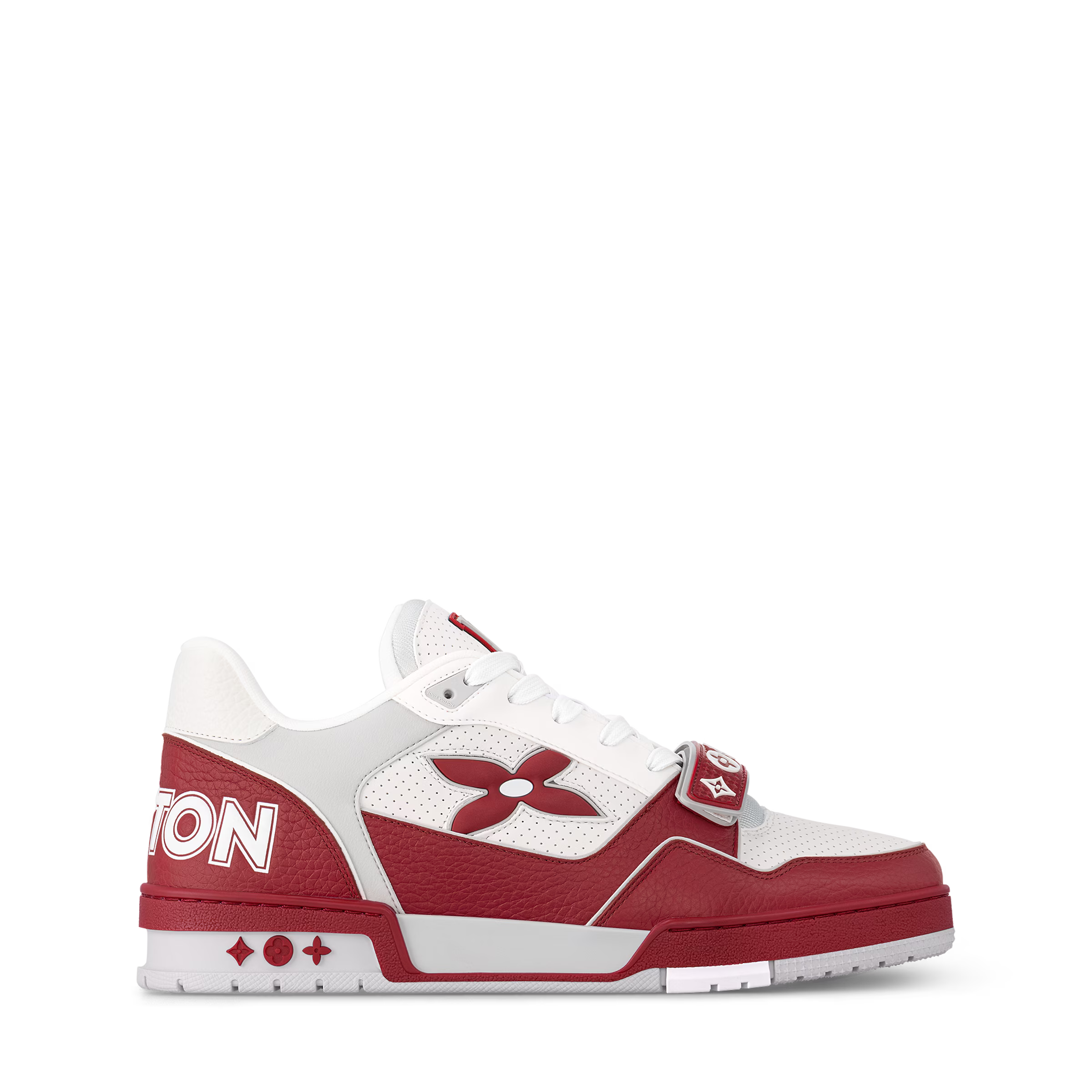 LV Trainer Sneaker Leather Velcro Stap Red