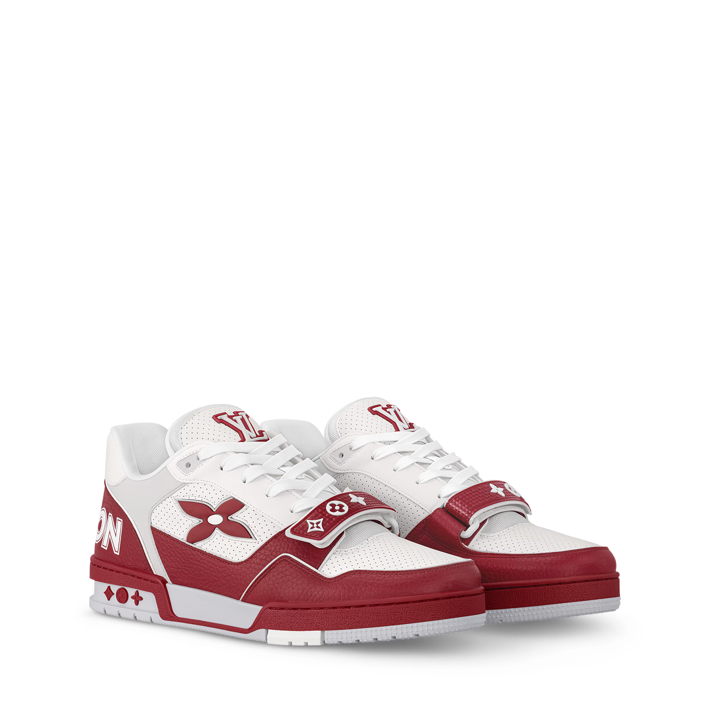 LV Trainer Sneaker Leather Velcro Stap Red