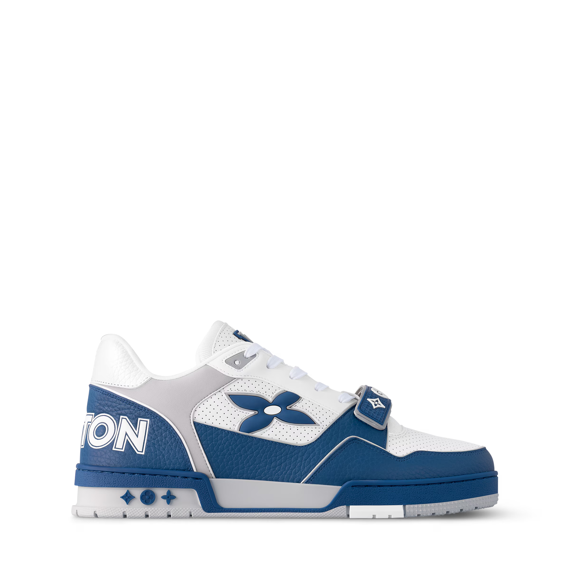 LV Trainer Sneaker Leather Velcro Stap Blue