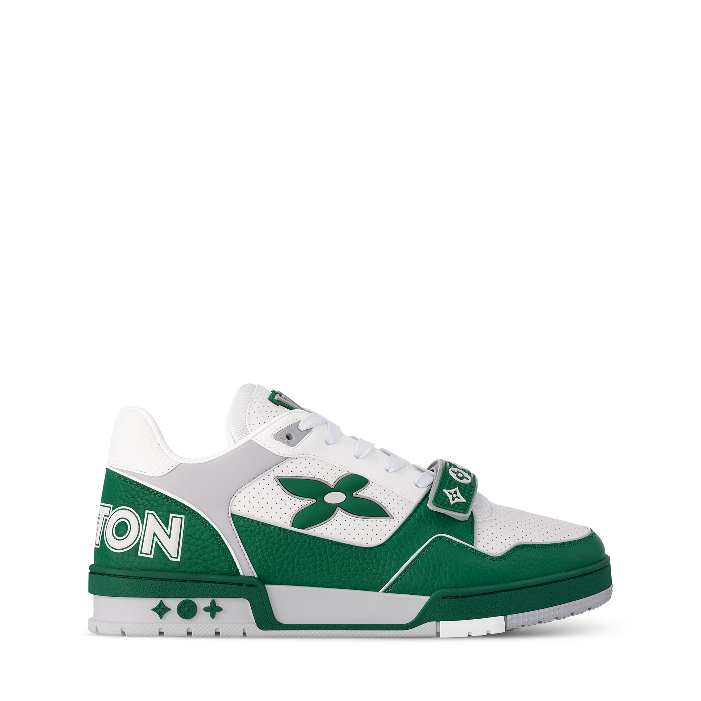 LV Trainer Sneaker Leather Velcro Stap Green