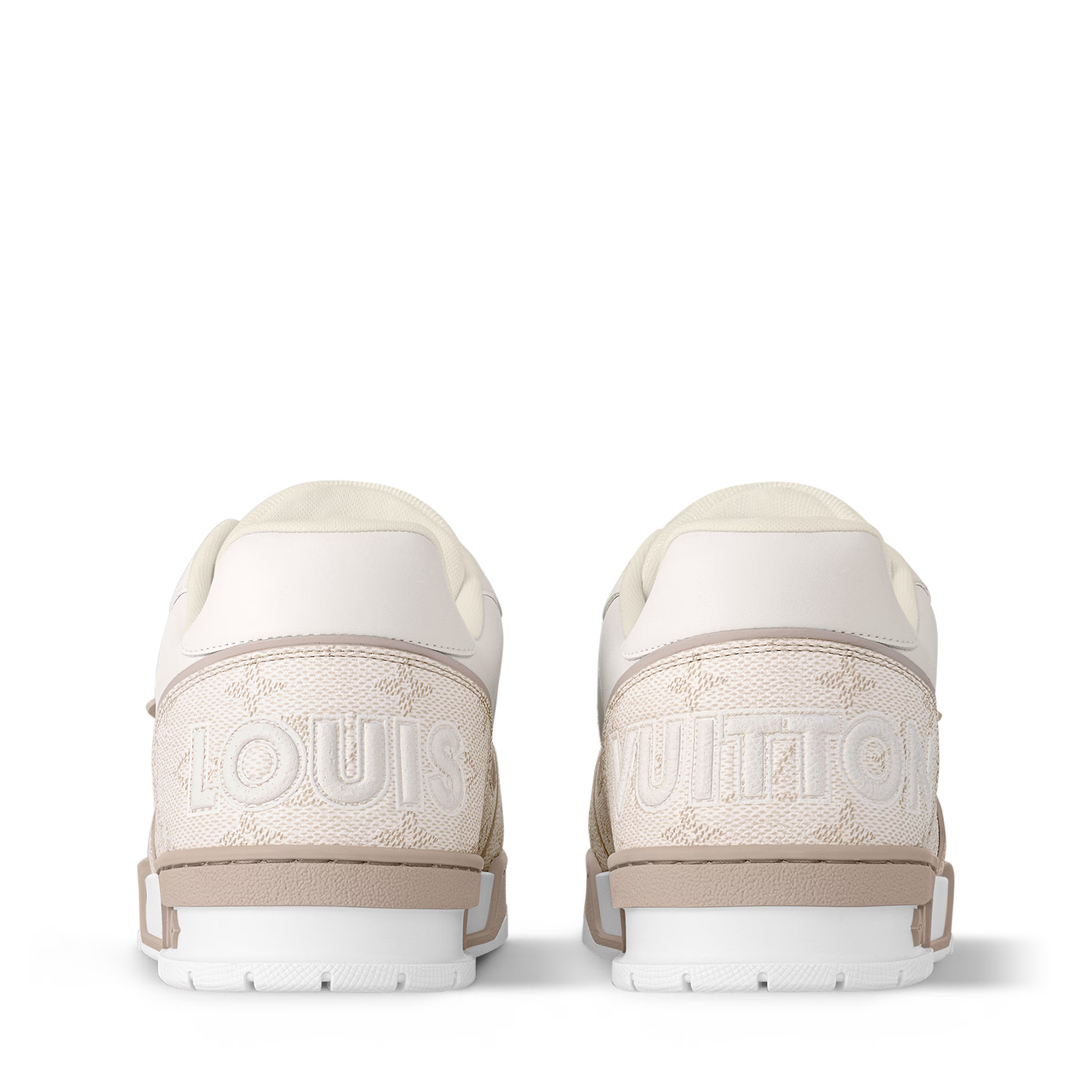 LV Trainer Sneaker Leather Velcro Stap Beige