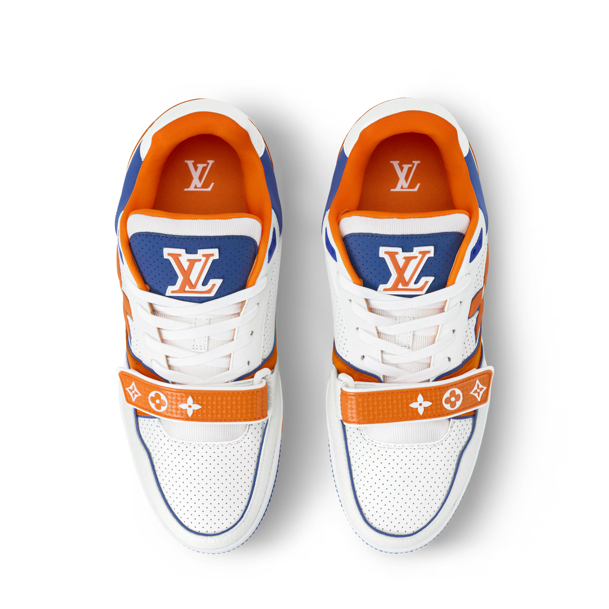 LV Trainer Sneaker Leather Velcro Stap Orange