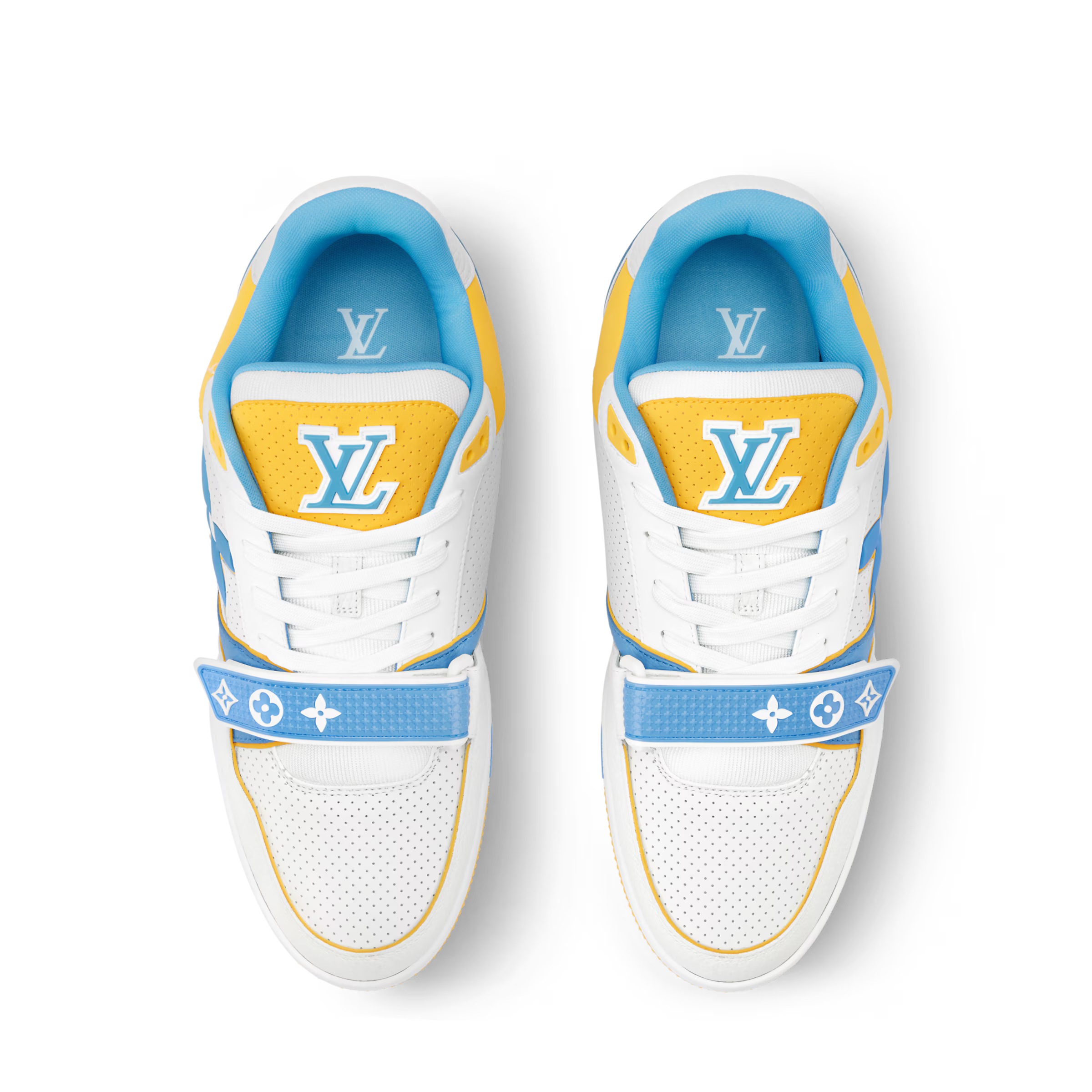 LV Trainer Sneaker Leather Velcro Stap Blue