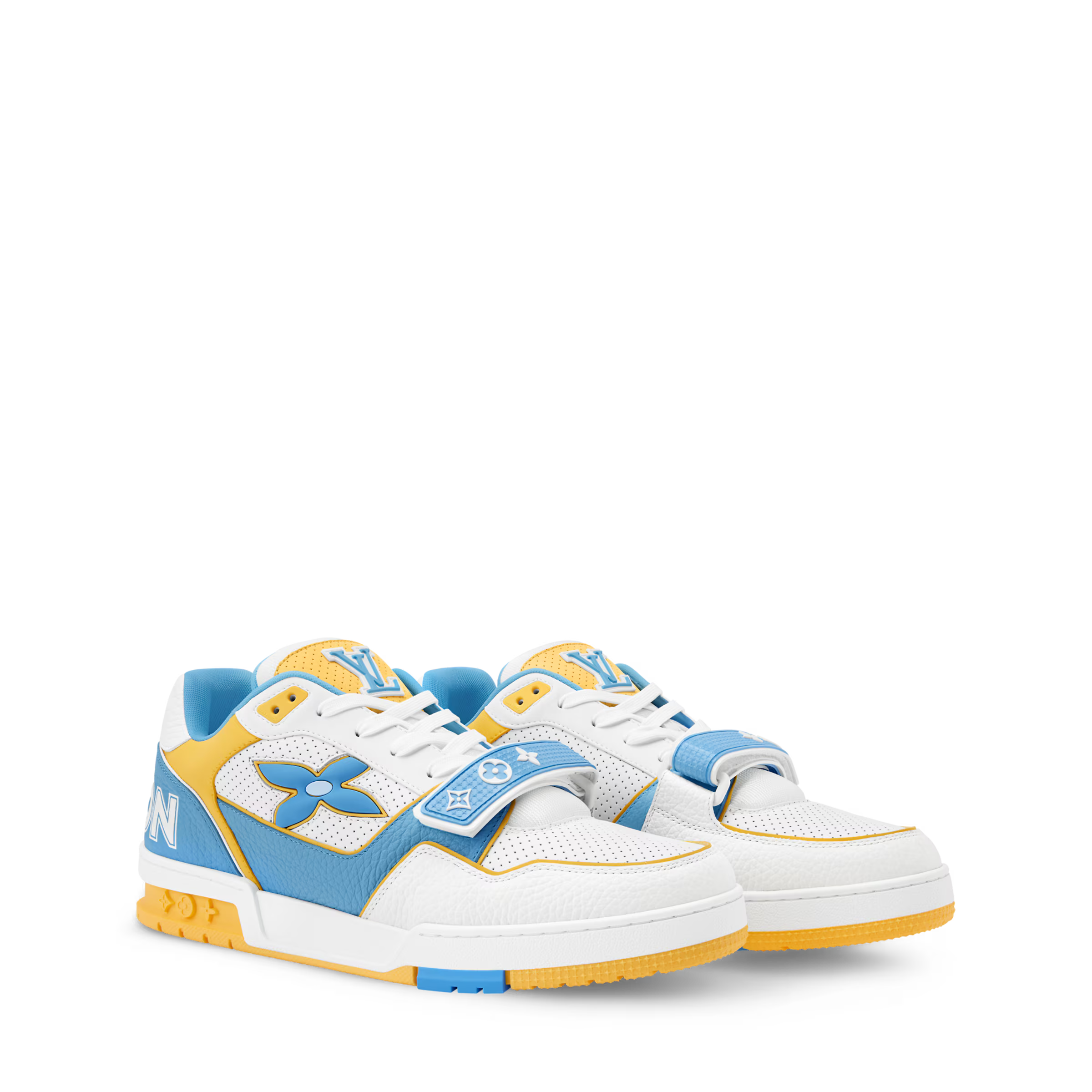 LV Trainer Sneaker Leather Velcro Stap Blue