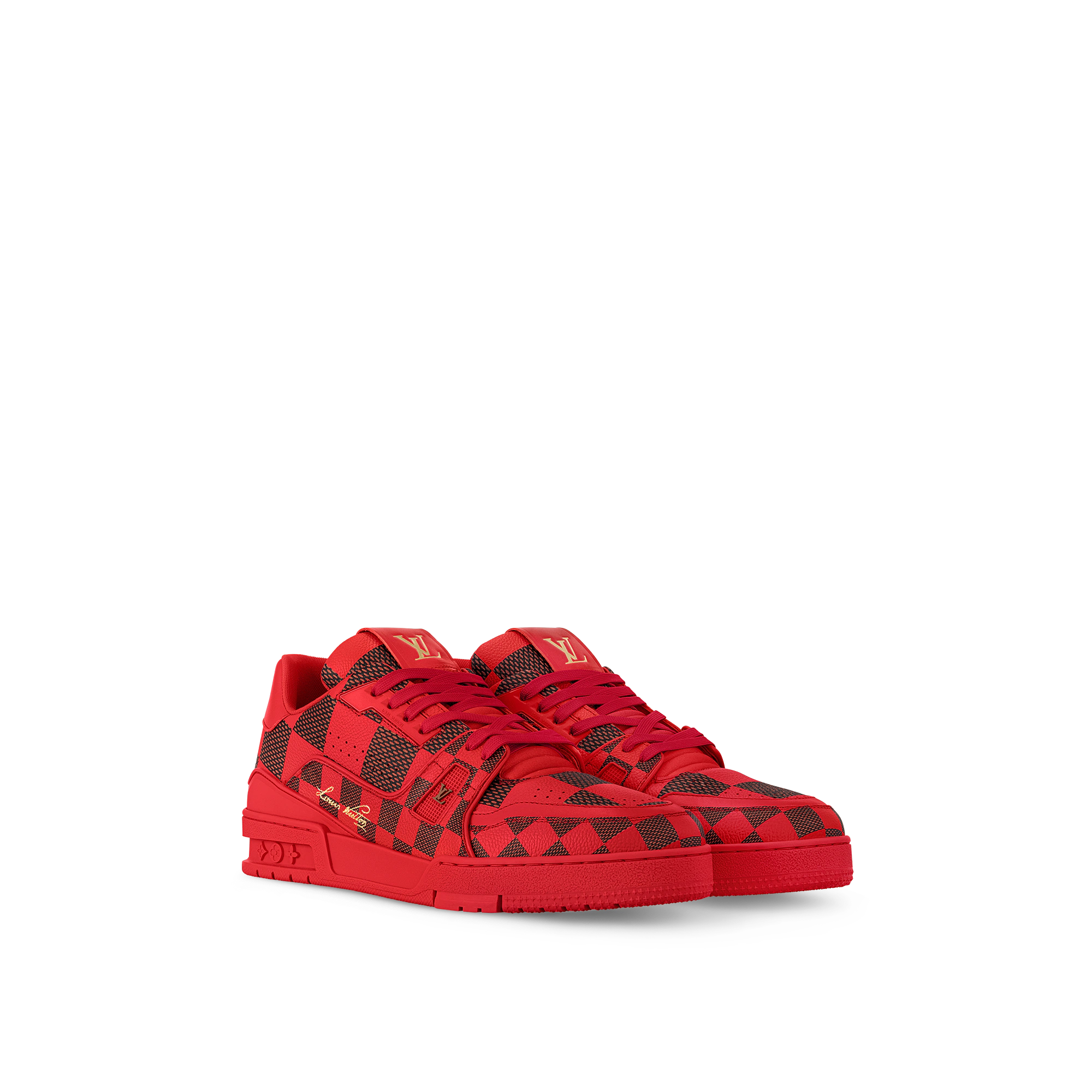 LV Trainer Sneaker Damier Pop Red