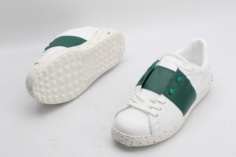 Valentino Garavani OPEN SKATE CALFSKIN AND FABRIC SNEAKER WHITE/GREEN