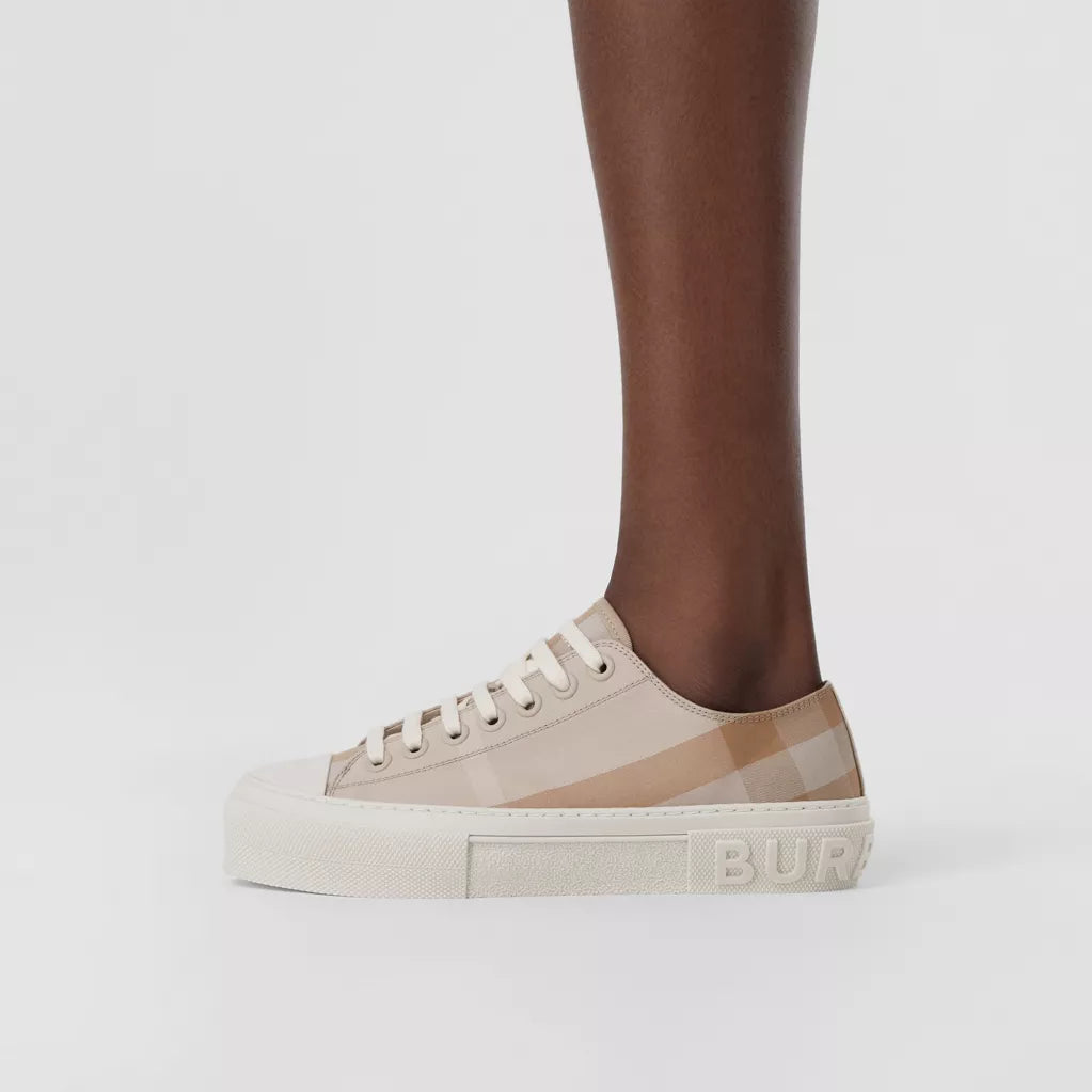 Burberry Check Cotton Sneakers Soft Fawn