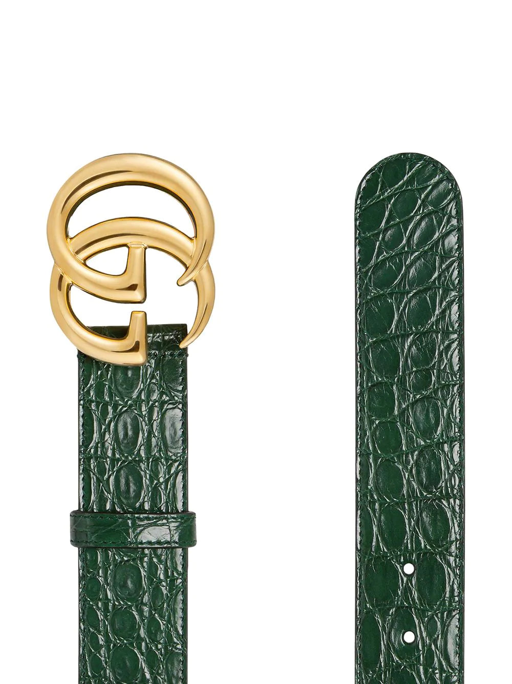 Gucci Double G Crocodile-Effect Belt