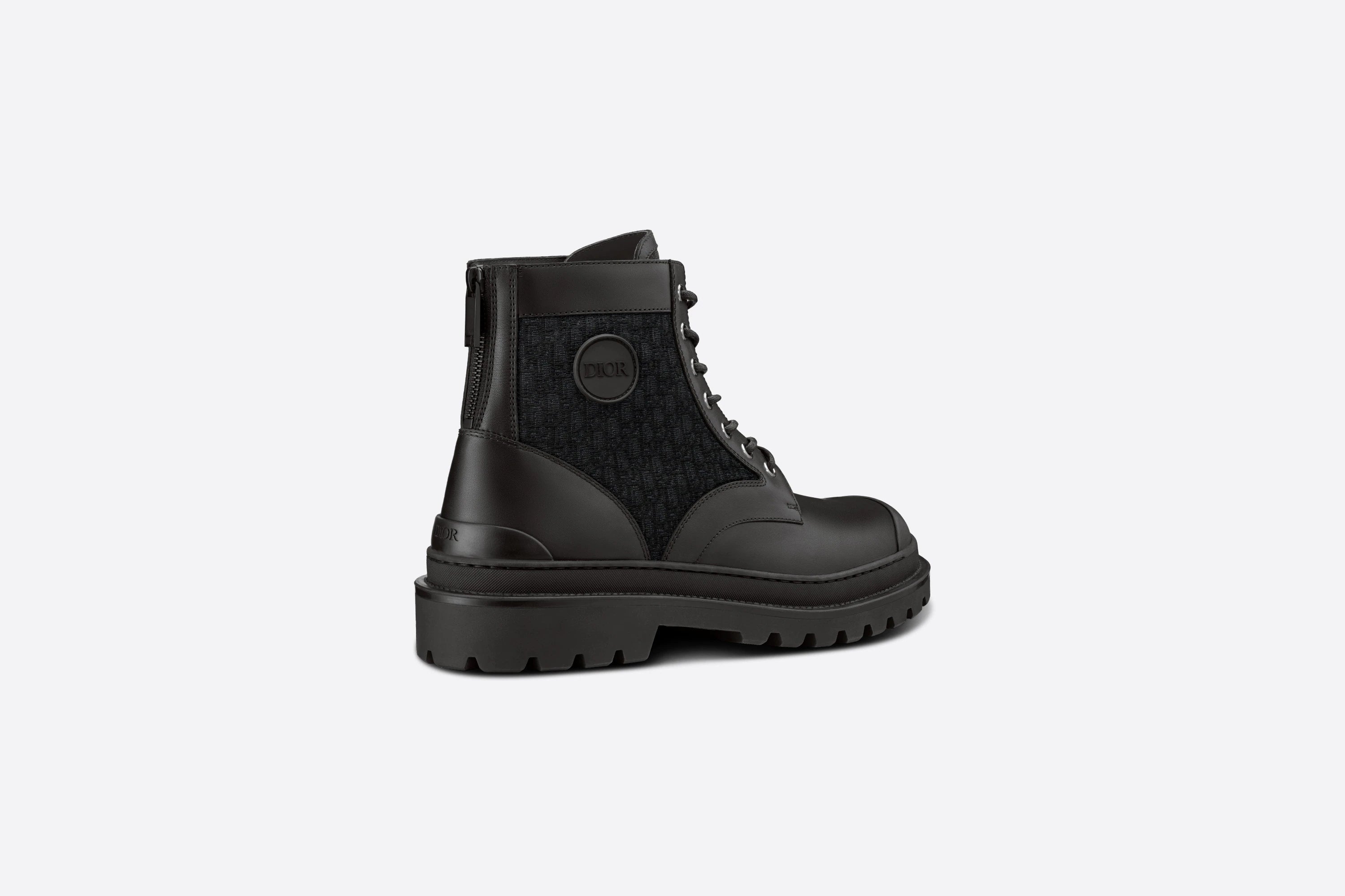 Dior DIOR EXPLORER ANKLE BOOT Black Smooth Calfskin and Dior Oblique Jacquard