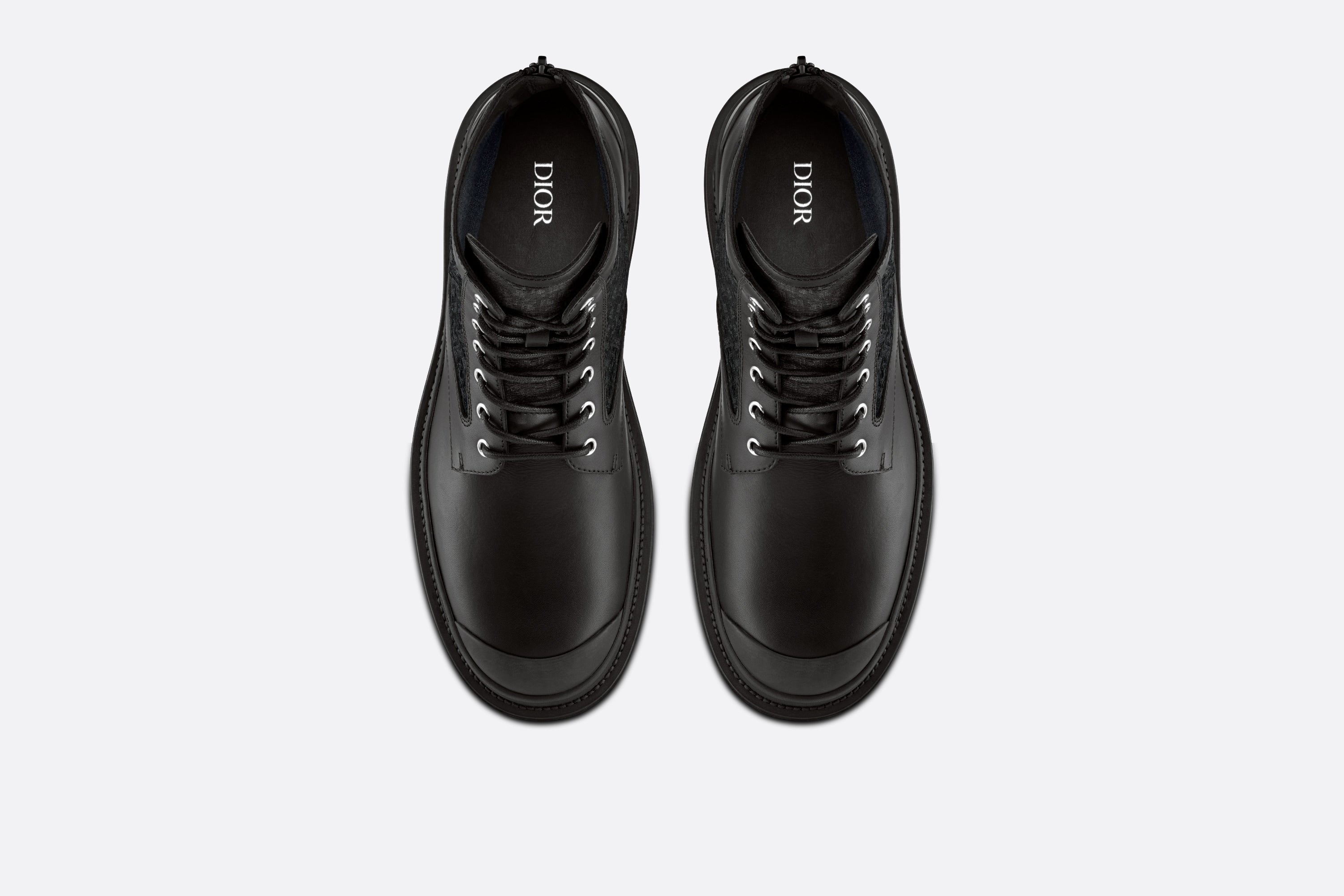 Dior DIOR EXPLORER ANKLE BOOT Black Smooth Calfskin and Dior Oblique Jacquard