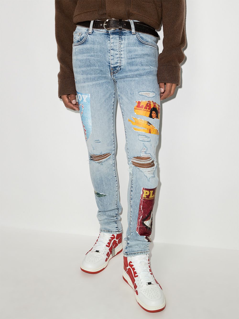 Amiri AMIRI x Playboy Magazine Print Super-Skinny Jeans