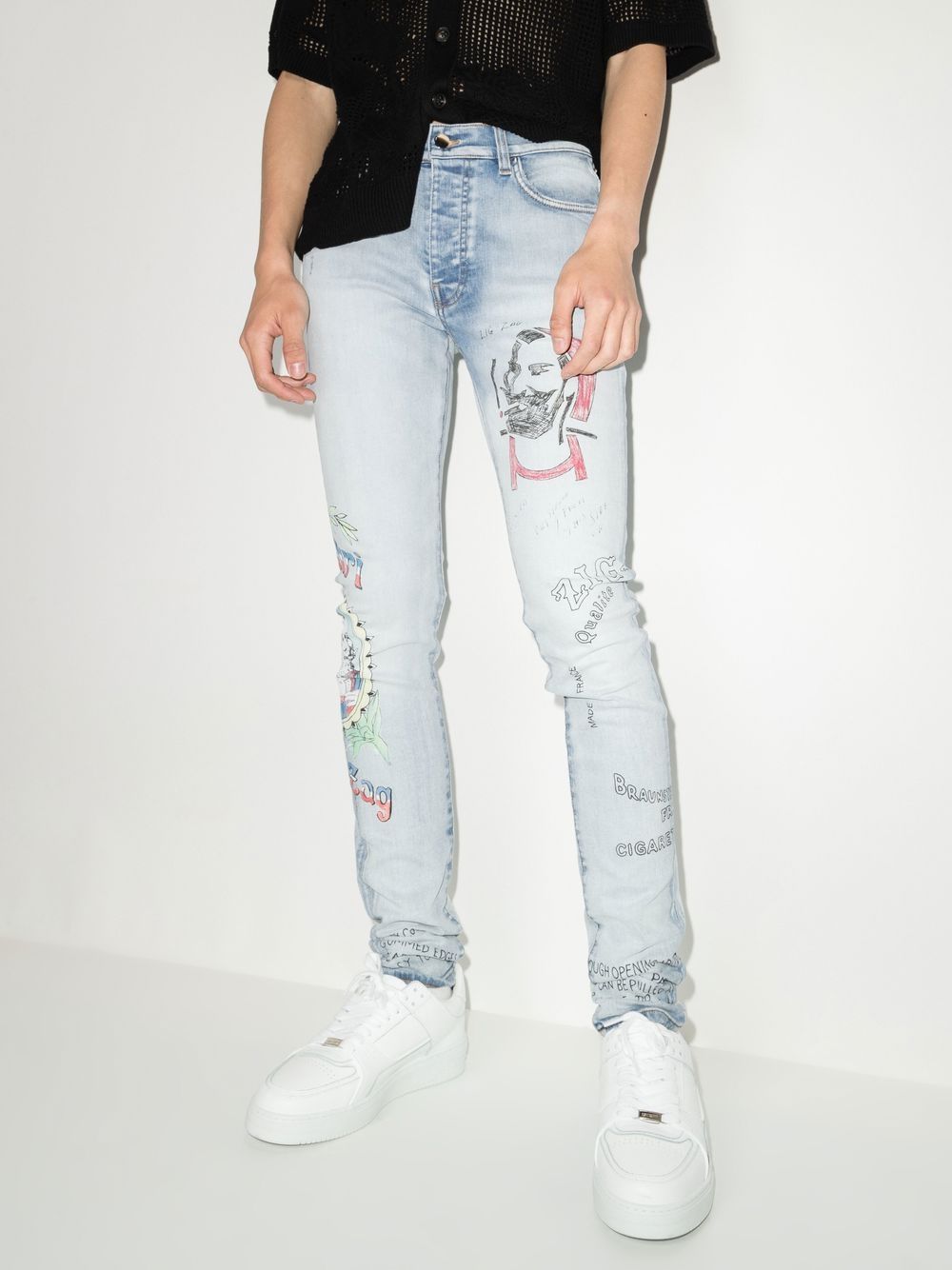 Amiri AMIRI x Zig Zag Motif-Print Skinny Jeans