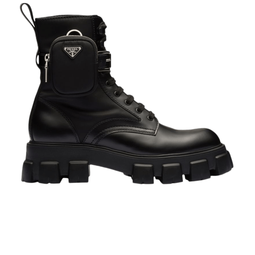 Prada Monolith Brushed Leather and Nylon Boot 'Black'