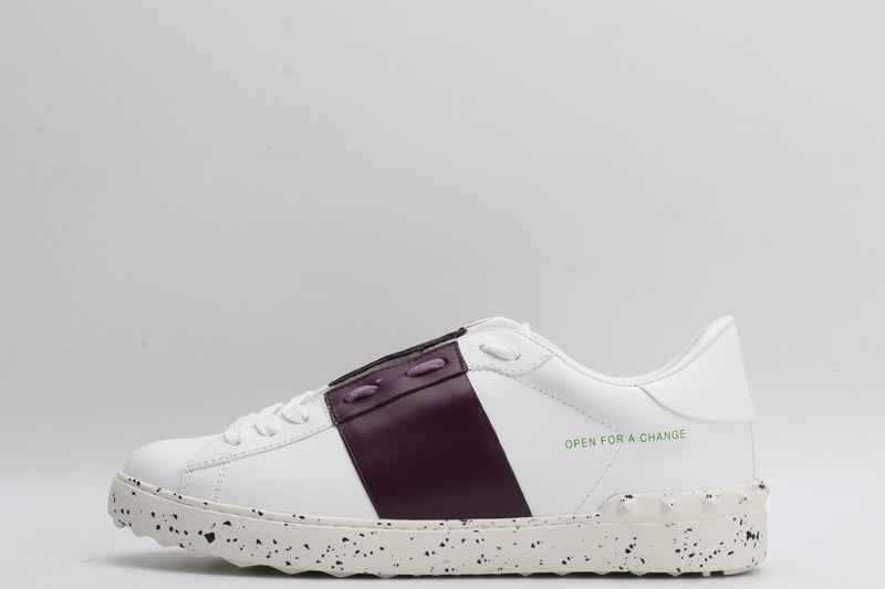 Valentino Garavani OPEN SKATE CALFSKIN AND FABRIC SNEAKER WHITE/RUBIN