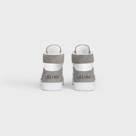 Celine CT-01 "Z" Trainer High Top Sneaker in Suede Calfskin and Calfskin Grey/Optic White