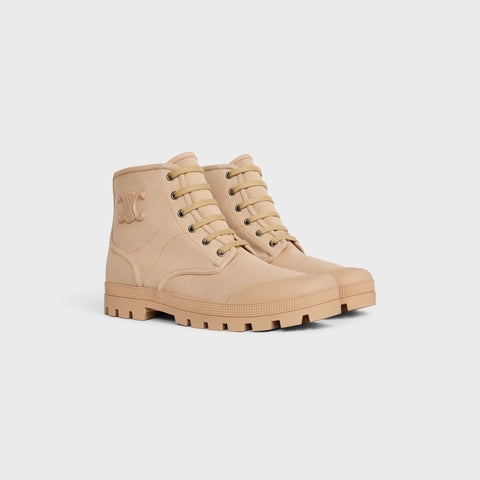 Celine Patapans Lace-up Boot in Canvas Sand