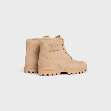 Celine Patapans Lace-up Boot in Canvas Sand