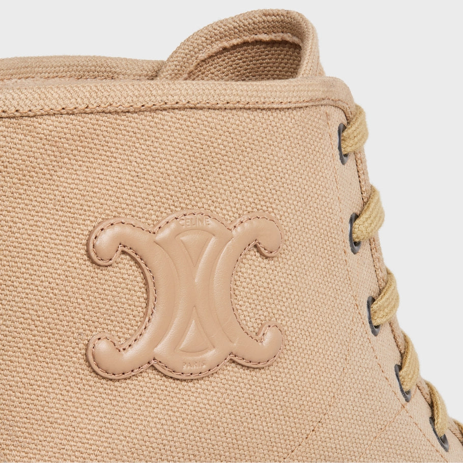 Celine Patapans Lace-up Boot in Canvas Sand