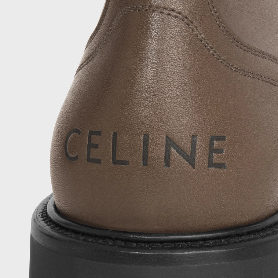 Celine Celine Bulky Lace-Up Boot With Studded Outsole In Shiny Bull Khaki