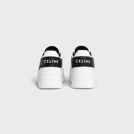 Celine Block Sneakers With Wedge Outsole in Calfskin Optic White / Black