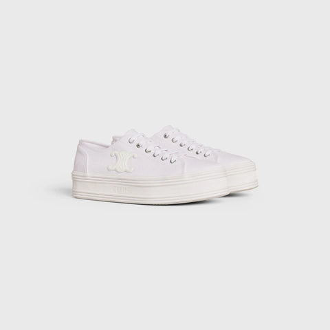 Celine Celine Trainer Low Lace-up Sneaker in Calfskin & Laminated Calfskin Optic White