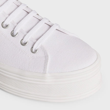 Celine Celine Trainer Low Lace-up Sneaker in Calfskin & Laminated Calfskin Optic White