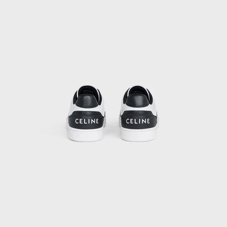 Celine CT-04 Celine Trainer Low Lace-up Sneaker In Calfskin Optic White/ Black