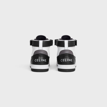 Celine CT-05 High Top Sneaker With Scratch in Calfskin Black/Grey/Optic White