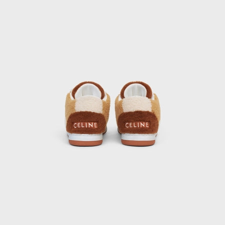 Celine CT-02 Mid Sneaker With Scratch in Shearling Brown / Beige / Fox Red