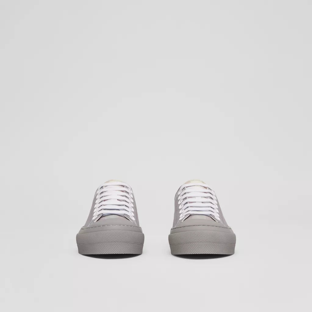 Burberry Check Cotton Sneakers Pale Grey