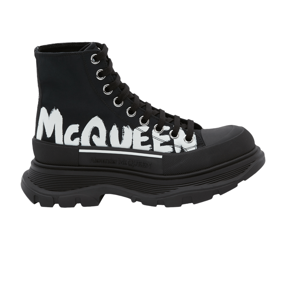 Alexander McQueen Wmns Tread Slick Boot 'McQueen Graffiti Logo - Black'
