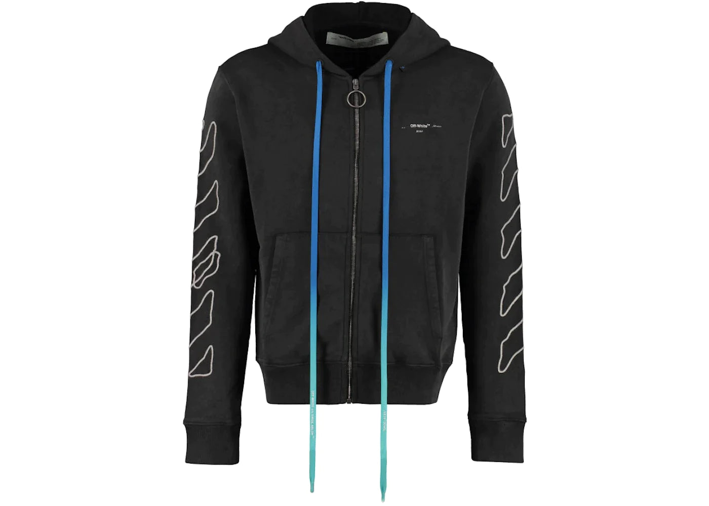 OFF-WHITE Embroidered Abstract Arrows Zip Hoodie Black