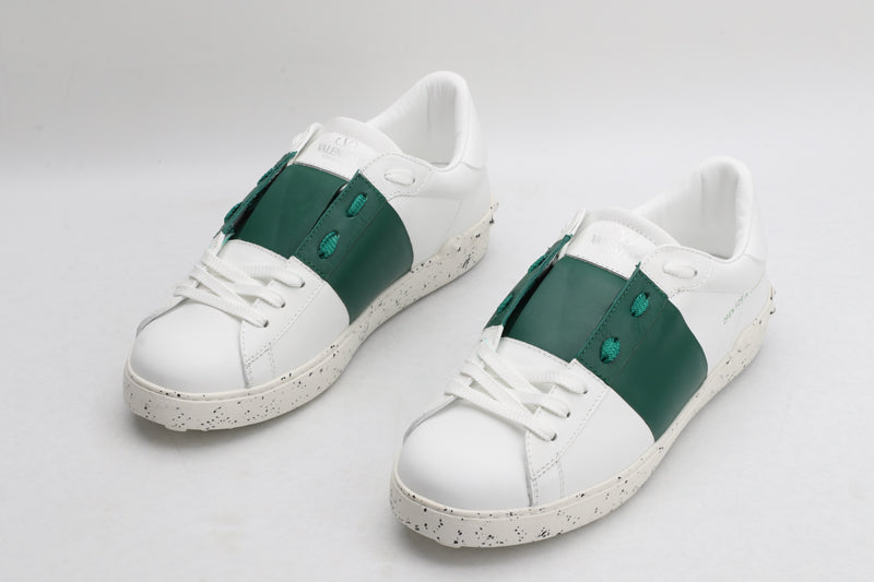 Valentino Garavani OPEN SKATE CALFSKIN AND FABRIC SNEAKER WHITE/GREEN