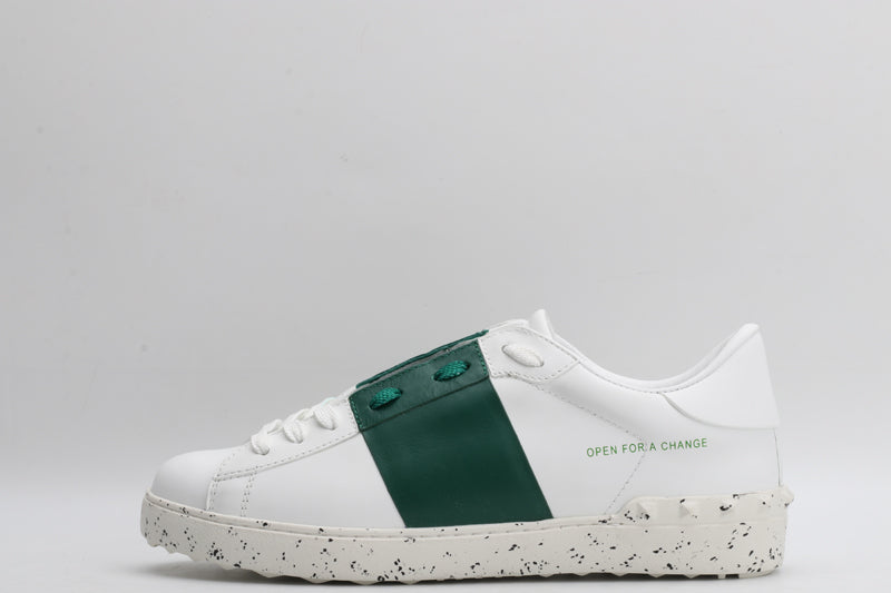 Valentino Garavani OPEN SKATE CALFSKIN AND FABRIC SNEAKER WHITE/GREEN