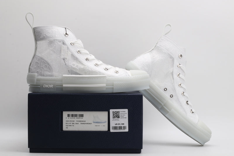 Dior B23 HIGH-TOP Transparent and White