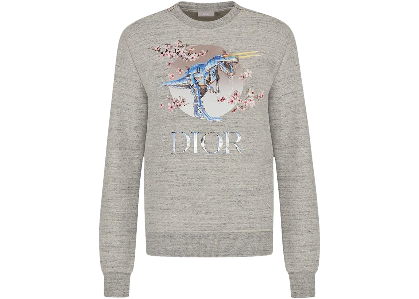 Dior x Sorayama Tyrannosaurus Rex Cherry Blossom Crewneck Sweatshirt Gray