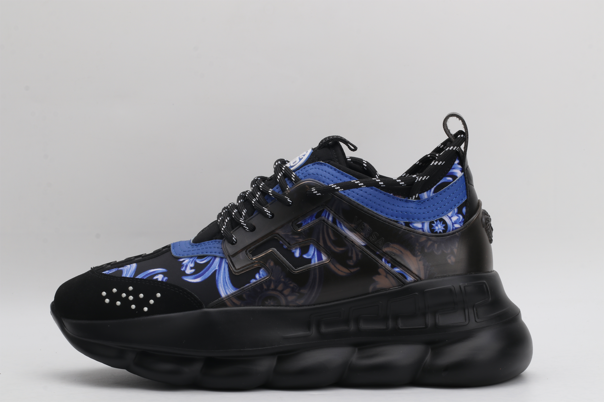 Versace Chain Reaction Trainers Black Blue