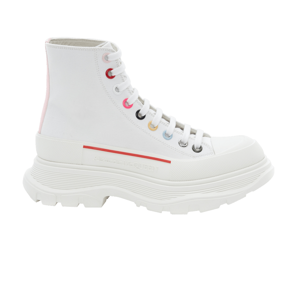 Alexander McQueen Wmns Tread Slick Boot 'White Multi-Colored Eyelets'