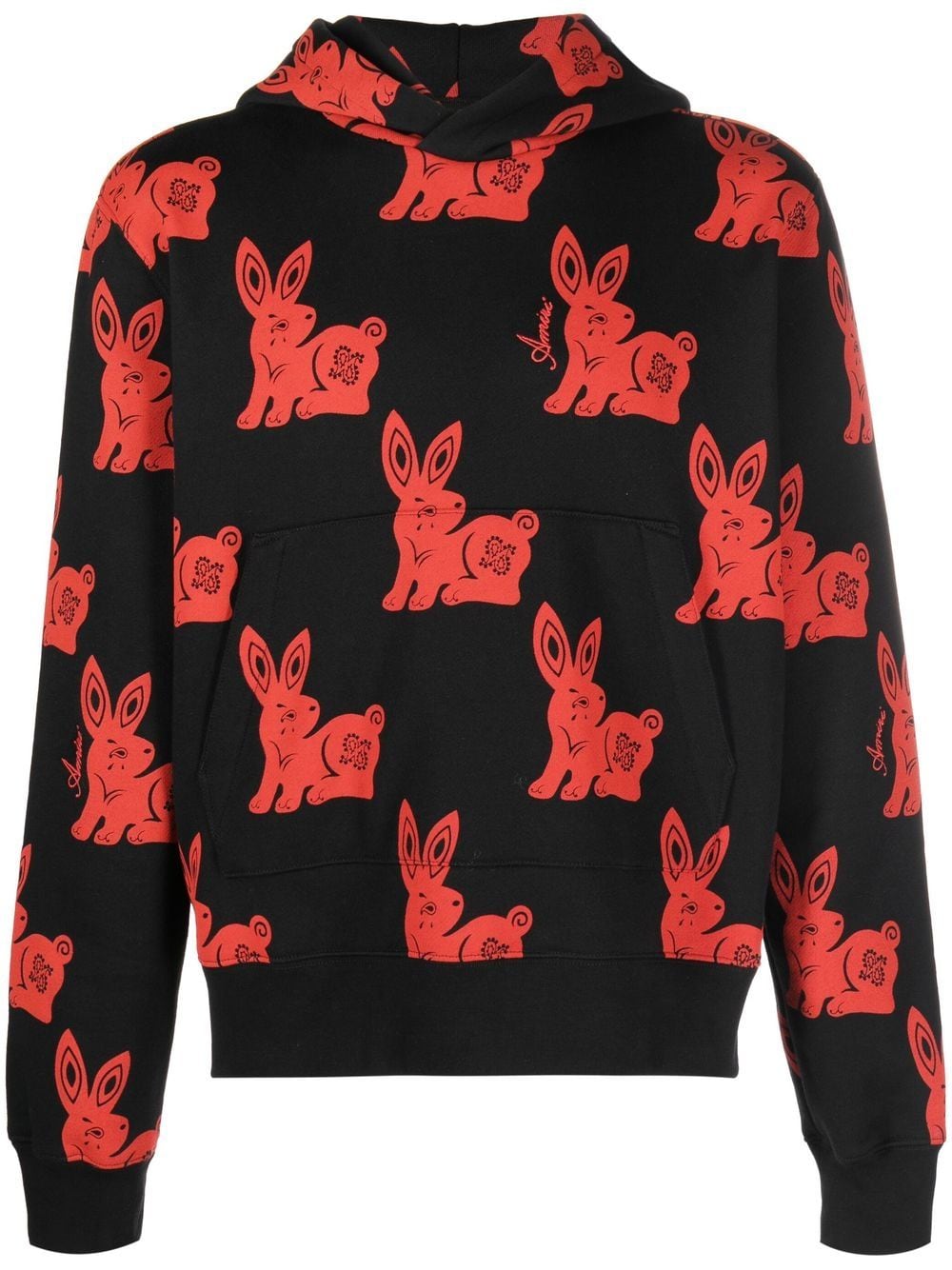 Rabbit-motif cotton hoodie