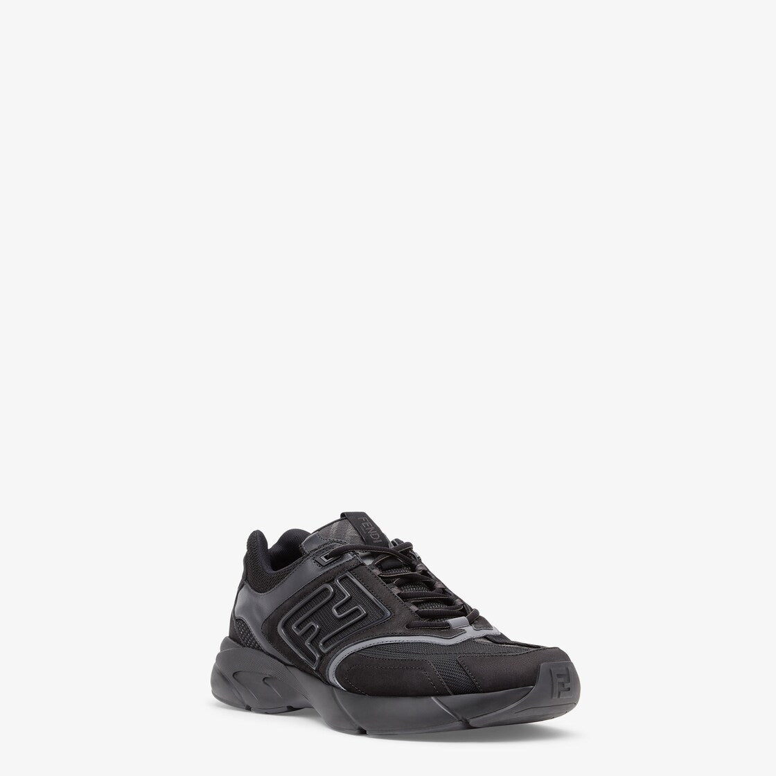 Fendi Faster Trainers Black Nubuck Leather Low-Tops