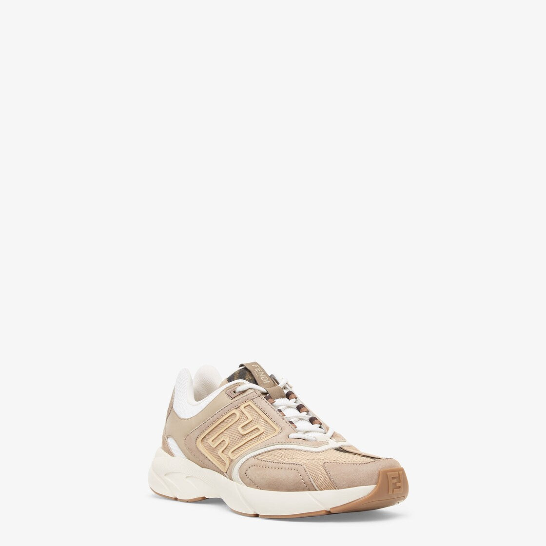 Fendi Faster Trainers Beige Nubuck Leather Low-Tops