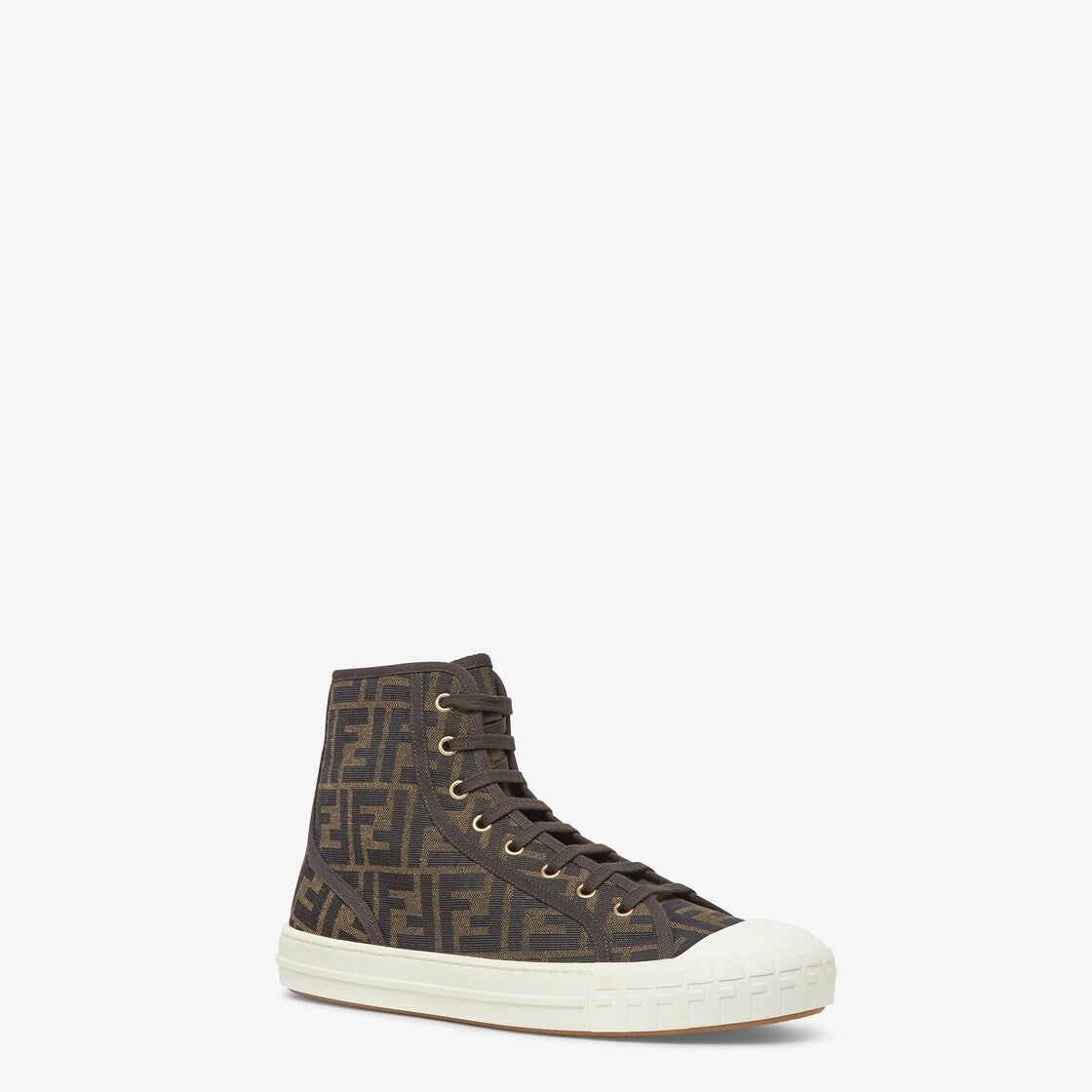 Fendi Fendi Domino Brown Canvas High-Tops