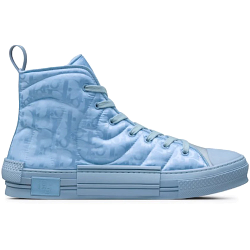 Dior B23 High Top ERL Blue Dior Oblique Mirage Quilted Technical Fabric with Swirl Motif