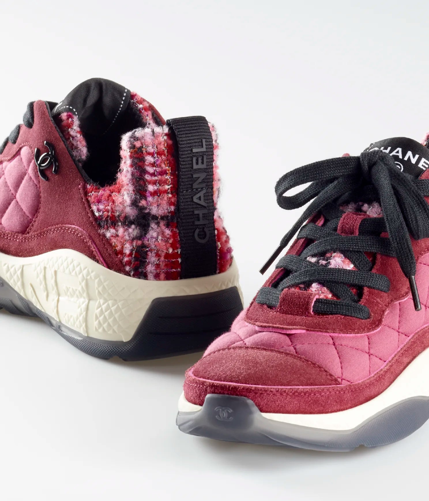 Chanel Chanel Sneaker Calfskin Light Burgundy, Pink & Black