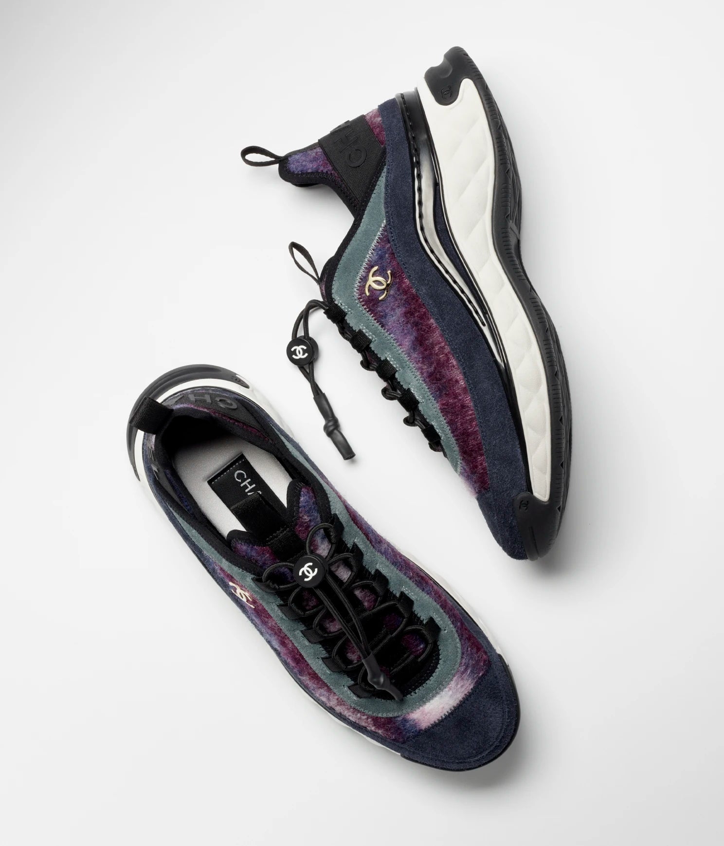 Chanel Chanel Sneaker Trainers Calfskin Purple, Dark Blue & Gray