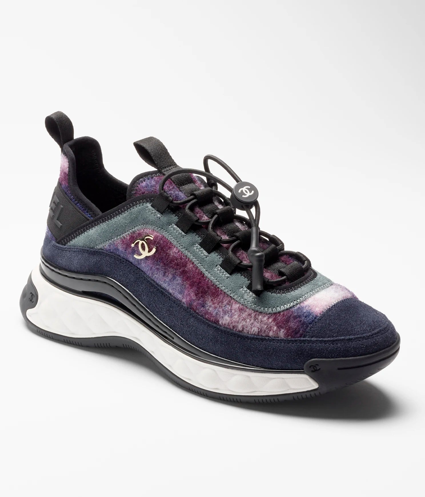 Chanel Chanel Sneaker Trainers Calfskin Purple, Dark Blue & Gray