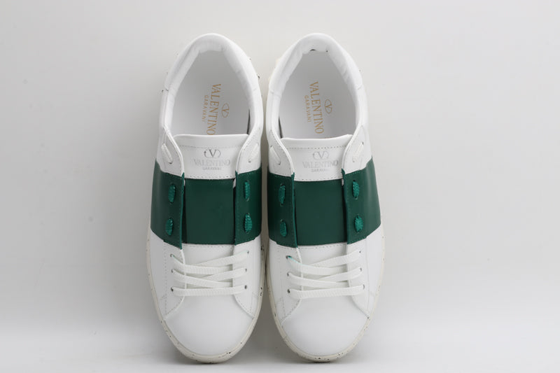 Valentino Garavani OPEN SKATE CALFSKIN AND FABRIC SNEAKER WHITE/GREEN